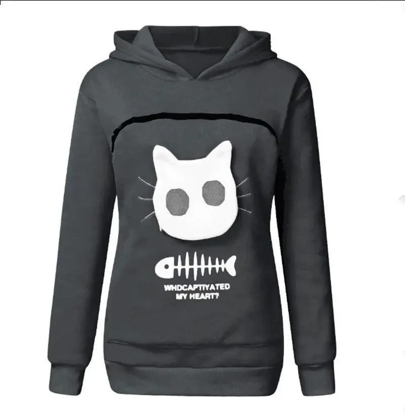 Cat Lover's Kangaroo Pouch Hoodie: Cozy Paw Pullover for Feline Fans