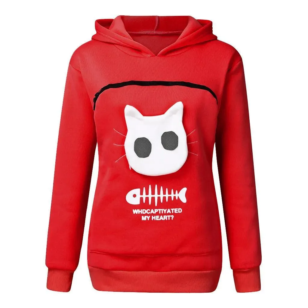 Cat Lover's Kangaroo Pouch Hoodie: Cozy Paw Pullover for Feline Fans