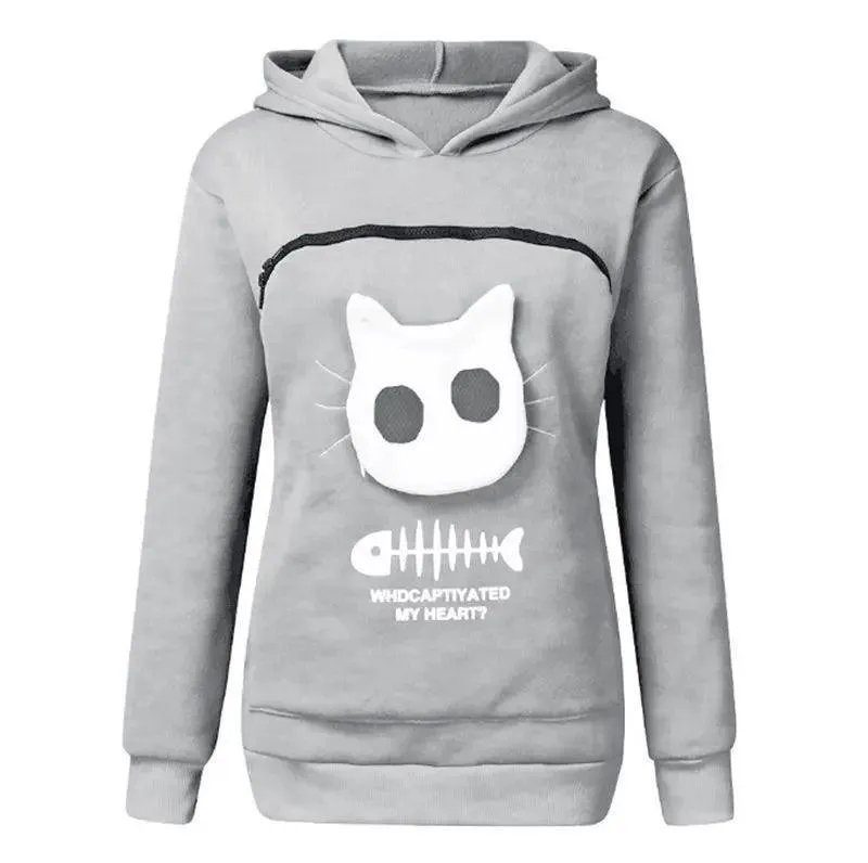 Cat Lover's Kangaroo Pouch Hoodie: Cozy Paw Pullover for Feline Fans