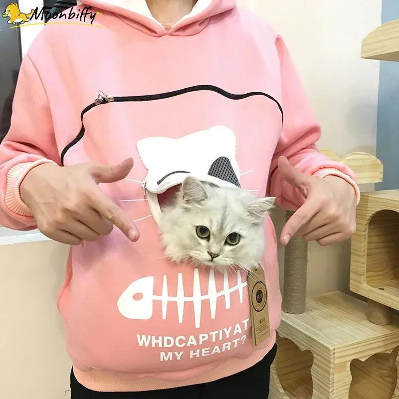 Cat Lover's Kangaroo Pouch Hoodie: Cozy Paw Pullover for Feline Fans