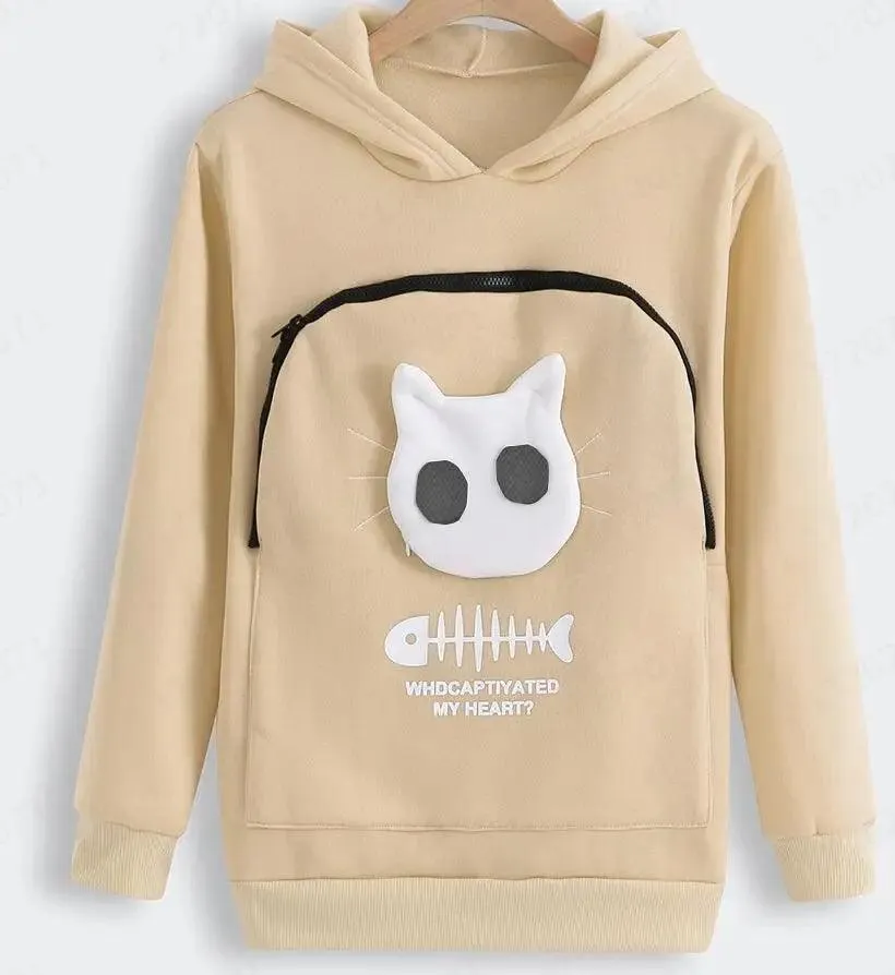 Cat Lover's Kangaroo Pouch Hoodie: Cozy Paw Pullover for Feline Fans