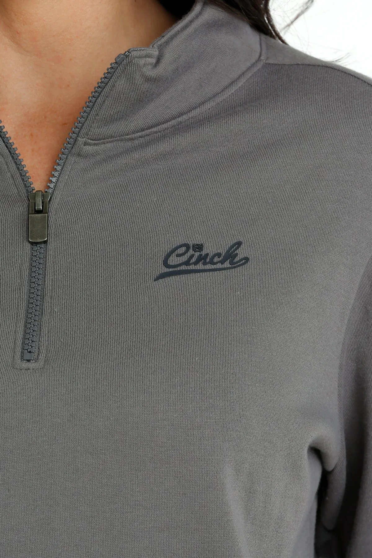 Cinch Ladies Gray 1/4 Zip Fleece Pullover