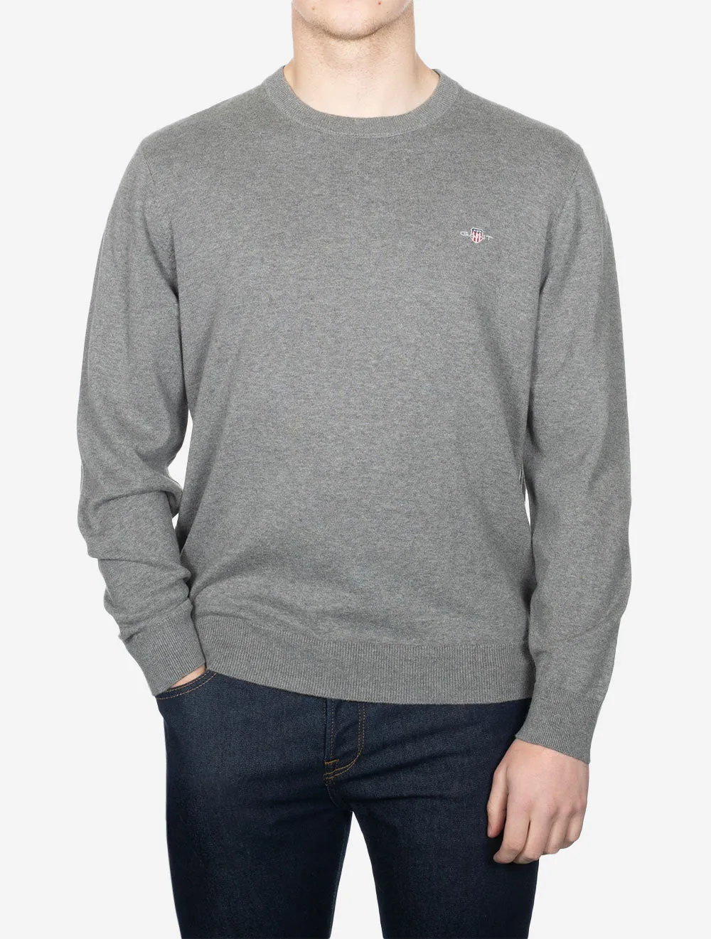 Classic Cotton Crew Neck Dark Grey Melange