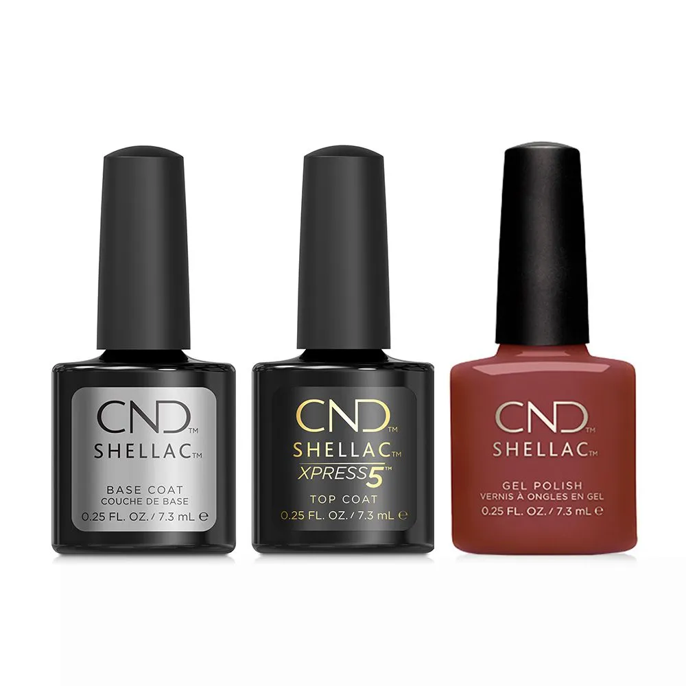 CND - Shellac Xpress5 Combo - Base, Top & Oxblood (0.25 oz)