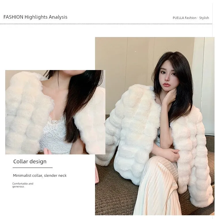 Coat for Women Rex Rabbit Fur Short Chic Imitated Mink Fur