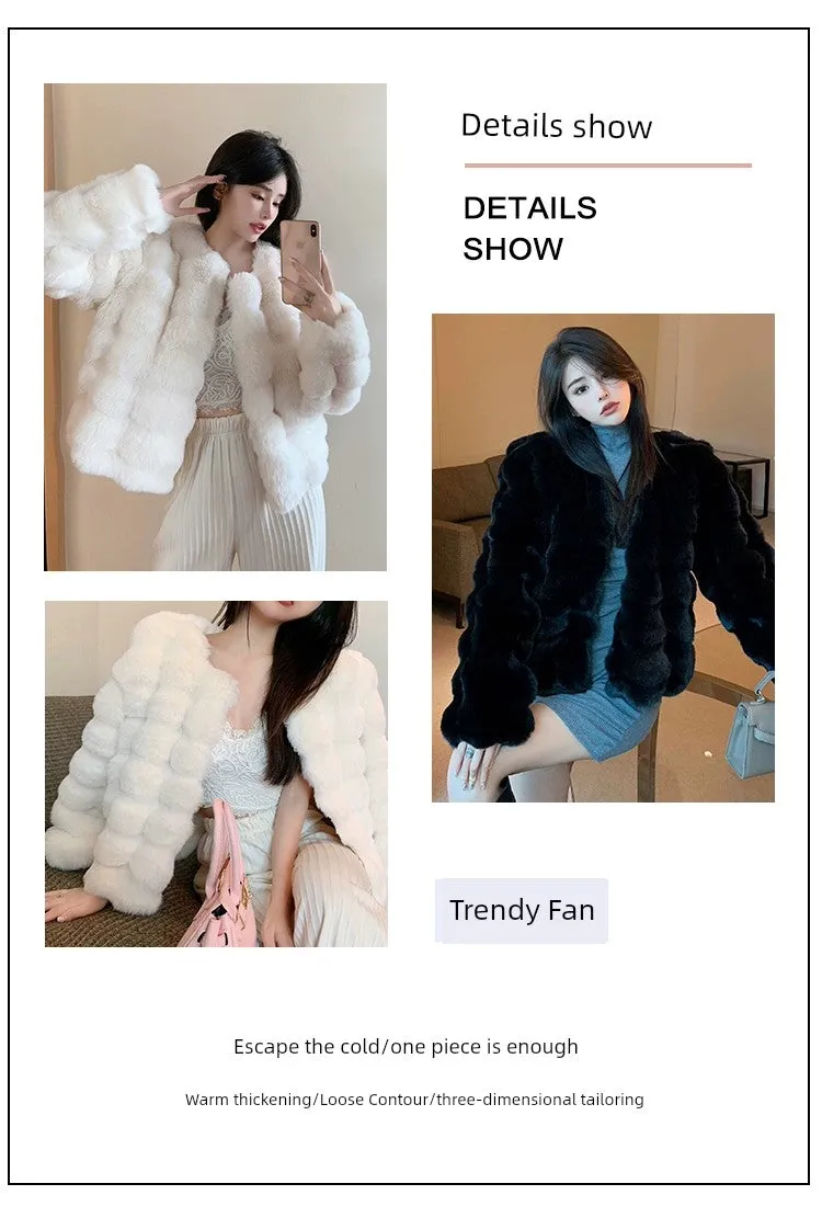 Coat for Women Rex Rabbit Fur Short Chic Imitated Mink Fur