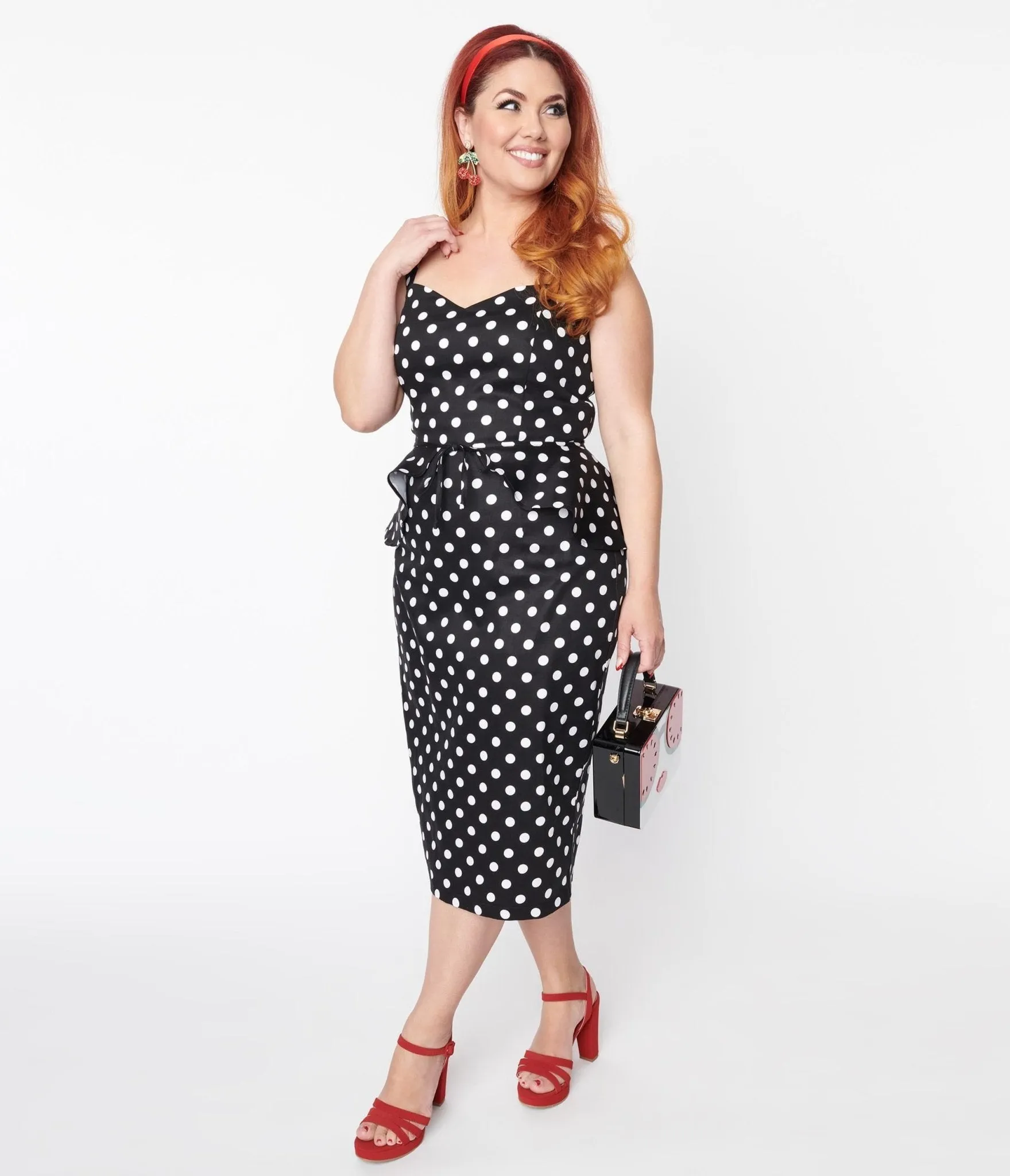 Collectif Black & White Polka Dot Lilla Pencil Dress