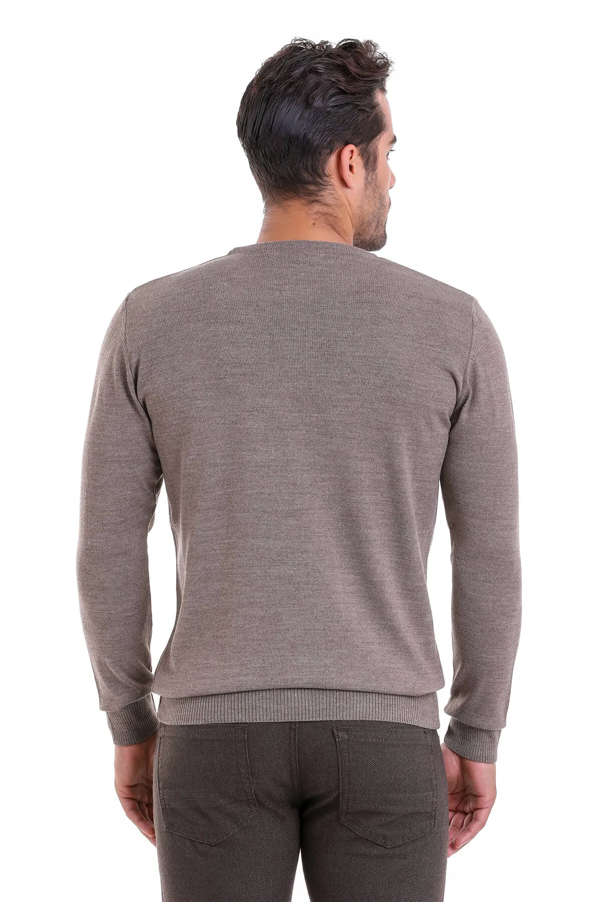 Comfort Fit Wool Blend Mink Crewneck Sweater