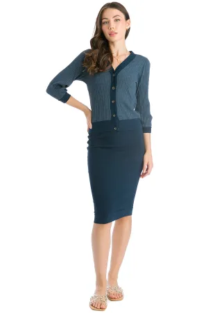 Cotton Side Seam Pencil Skirt