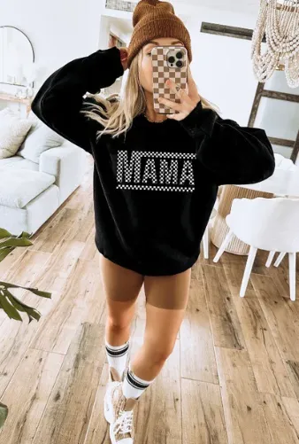 CUSTOM: Checkered Mama Pullover