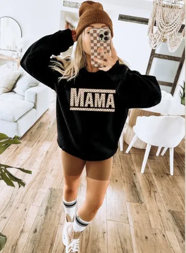 CUSTOM: Checkered Mama Pullover