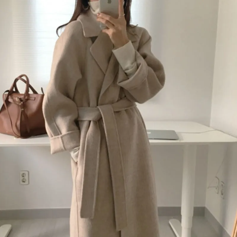 Darianrojas 2000s fashion Korean Style Chic Autumn and Winter Clothing French Niche Lazy Woolen Coat Loose Temperament Mid-Length Woolen Coat for Women