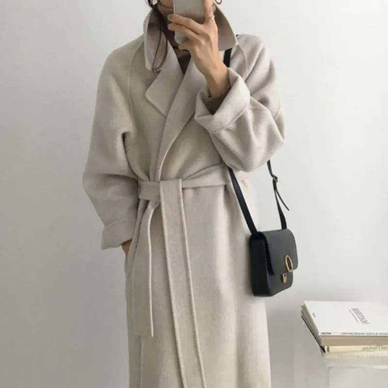 Darianrojas 2000s fashion Korean Style Chic Autumn and Winter Clothing French Niche Lazy Woolen Coat Loose Temperament Mid-Length Woolen Coat for Women