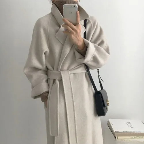 Darianrojas 2000s fashion Korean Style Chic Autumn and Winter Clothing French Niche Lazy Woolen Coat Loose Temperament Mid-Length Woolen Coat for Women