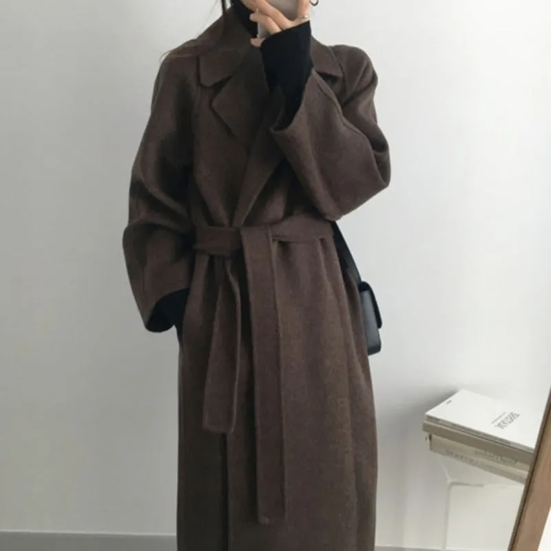 Darianrojas 2000s fashion Korean Style Chic Autumn and Winter Clothing French Niche Lazy Woolen Coat Loose Temperament Mid-Length Woolen Coat for Women