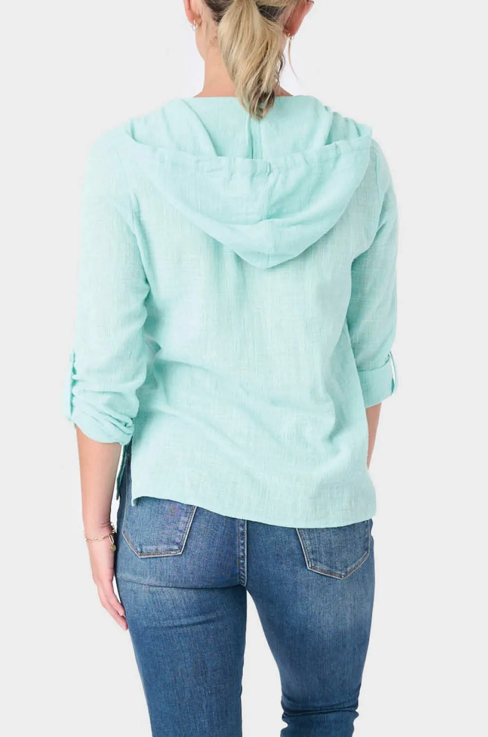 Dockside Gauze Hoodie With Roll Tab Sleeve