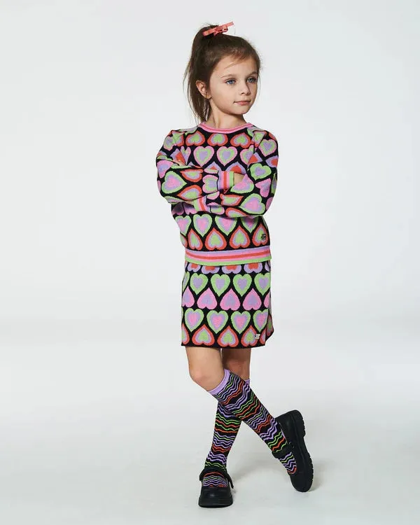 DPD Jacquard Hearts Sweater & Skirt Set