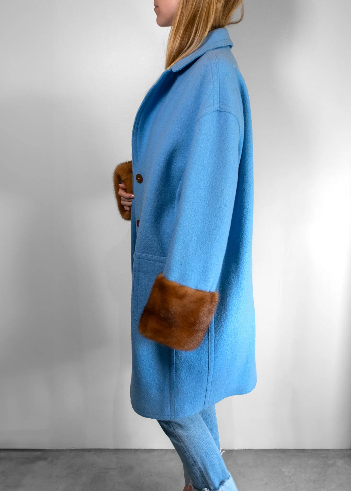 Ermanno Scervino Fur Sleeve Single-Breasted Coat