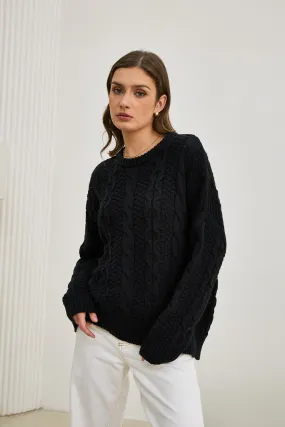 Faith Black Cable Knit Sweater