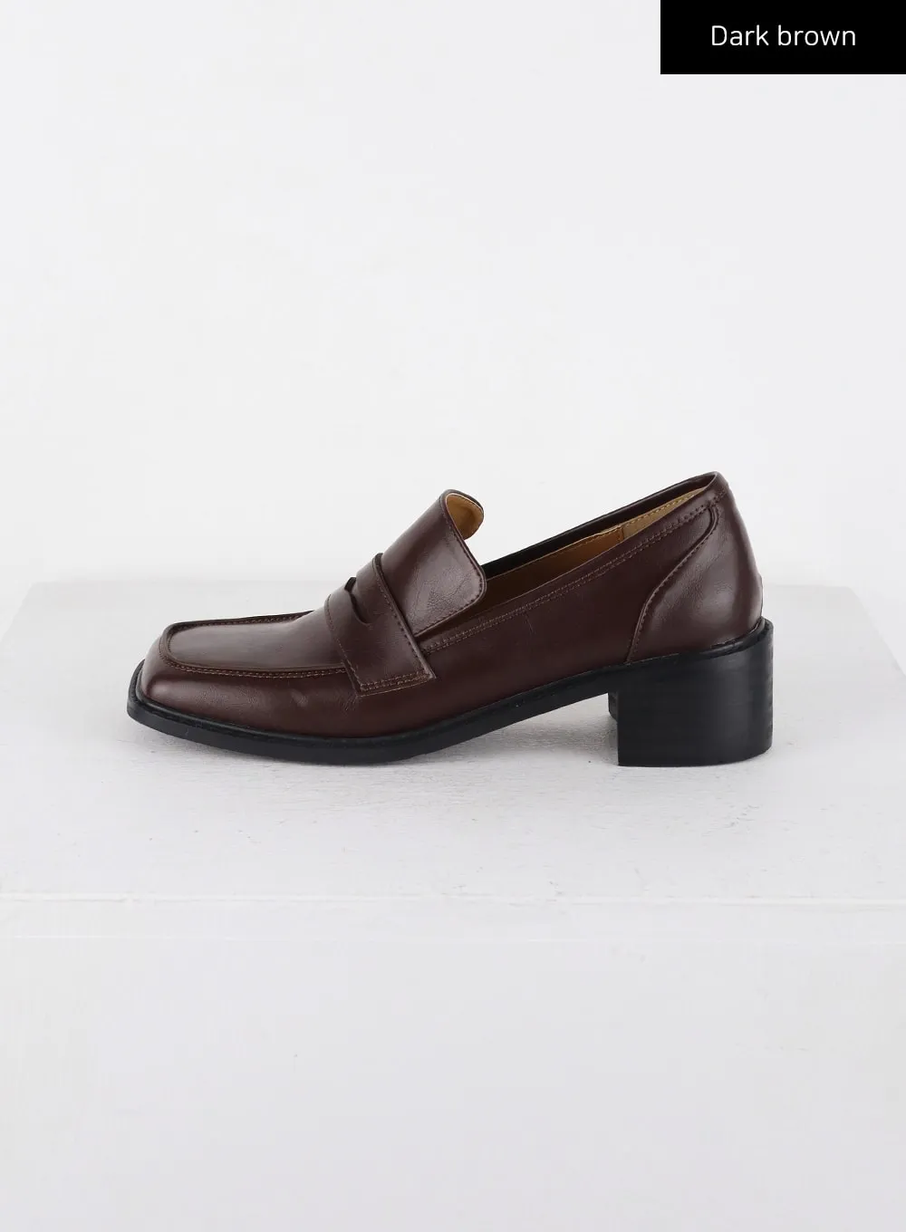 Faux Leather Square Toe Loafers CD312