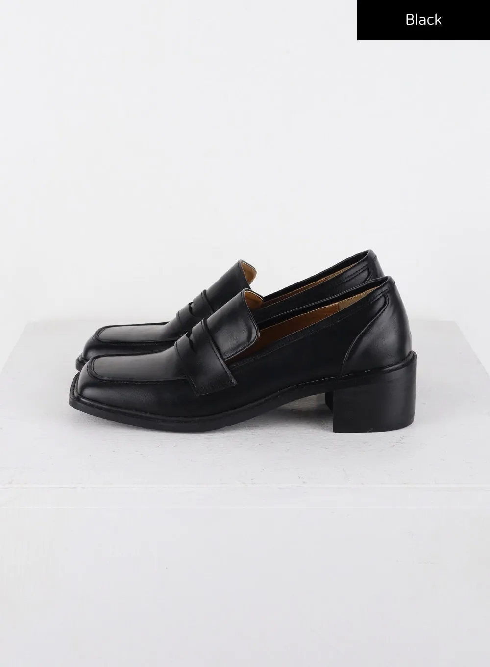 Faux Leather Square Toe Loafers CD312