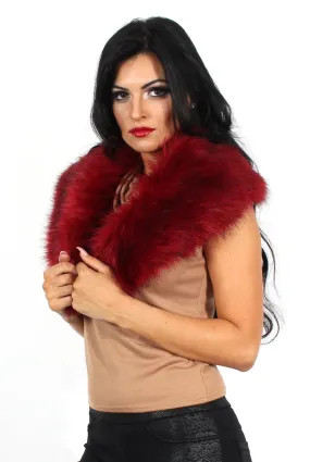 Fiona Wine Faux Fur Collar