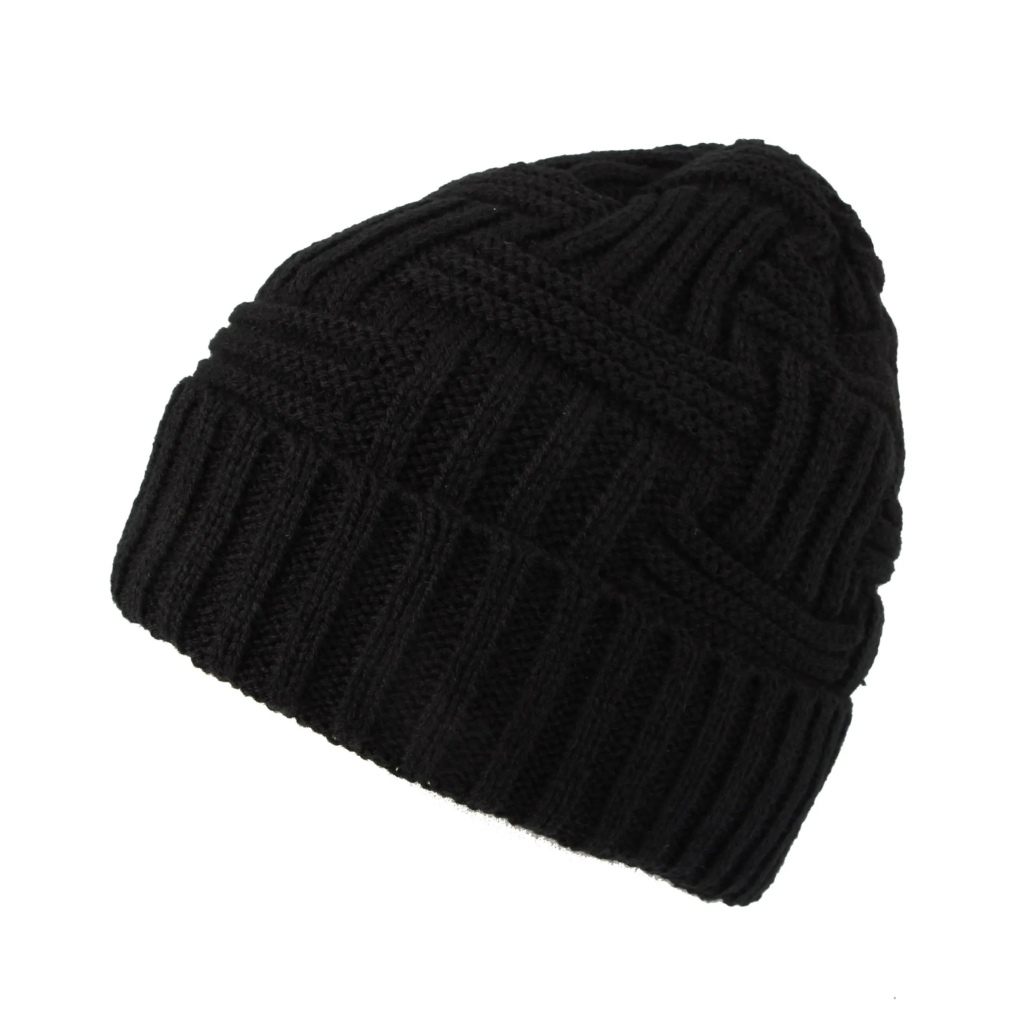 Fleece Lined Knit Beanie Winter Hat Slouchy Watch Cap HZ50031