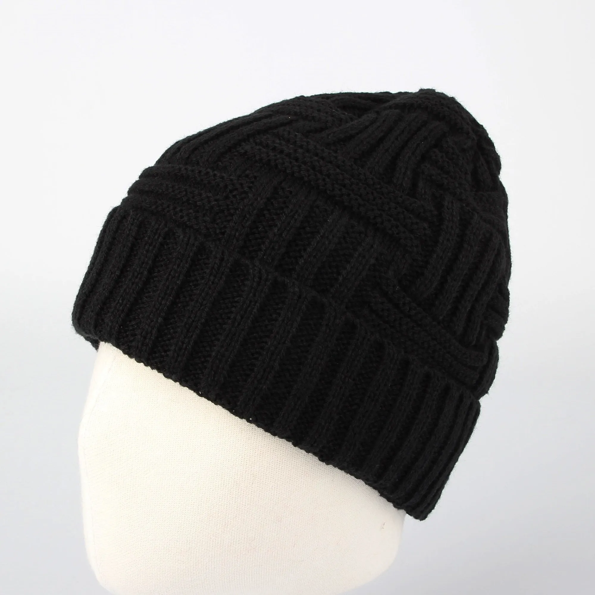 Fleece Lined Knit Beanie Winter Hat Slouchy Watch Cap HZ50031