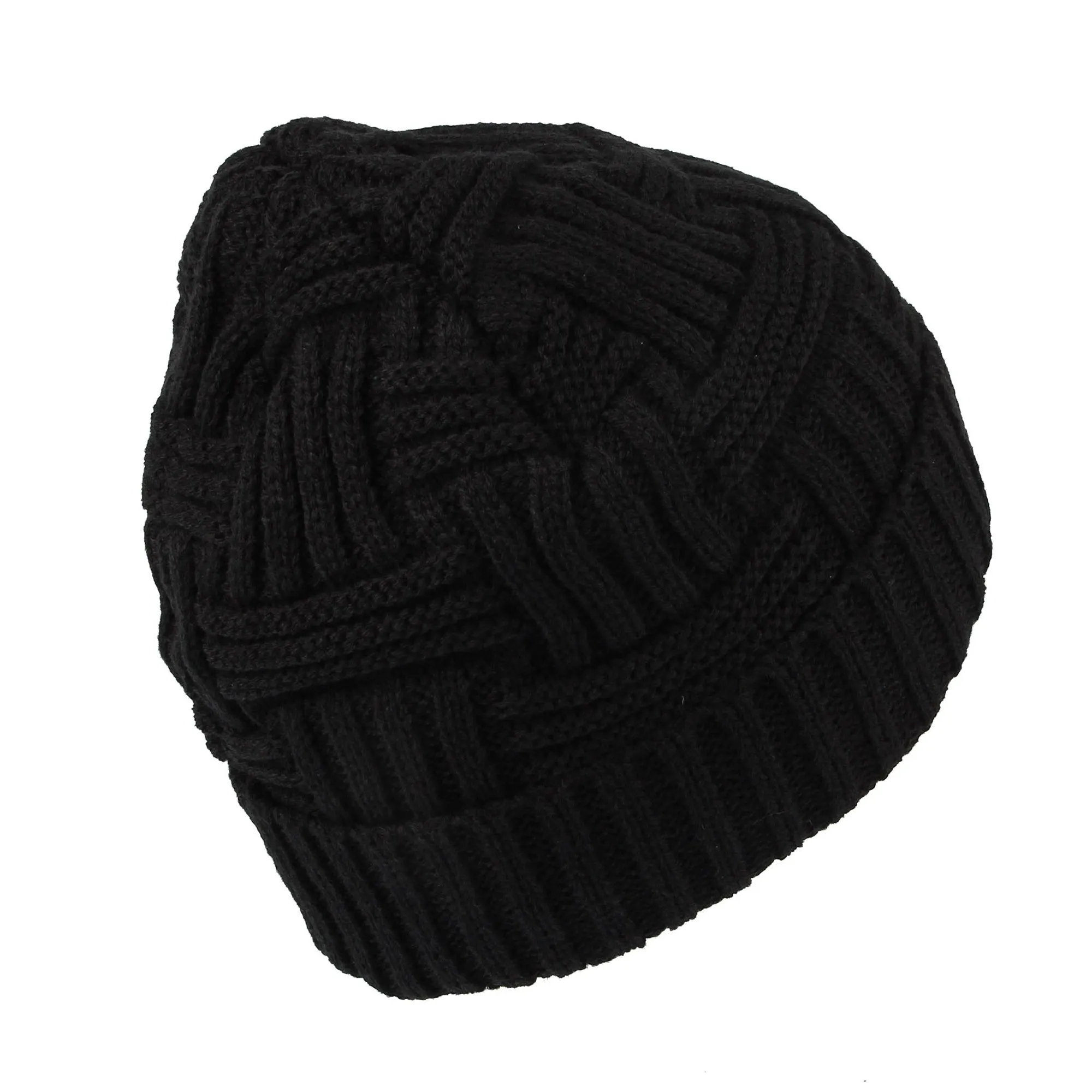 Fleece Lined Knit Beanie Winter Hat Slouchy Watch Cap HZ50031