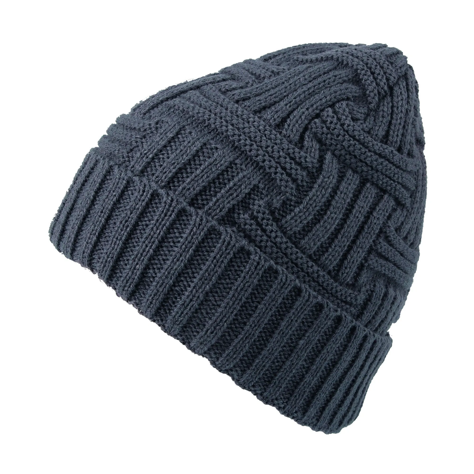 Fleece Lined Knit Beanie Winter Hat Slouchy Watch Cap HZ50031