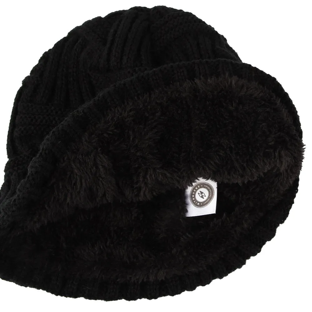 Fleece Lined Knit Beanie Winter Hat Slouchy Watch Cap HZ50031