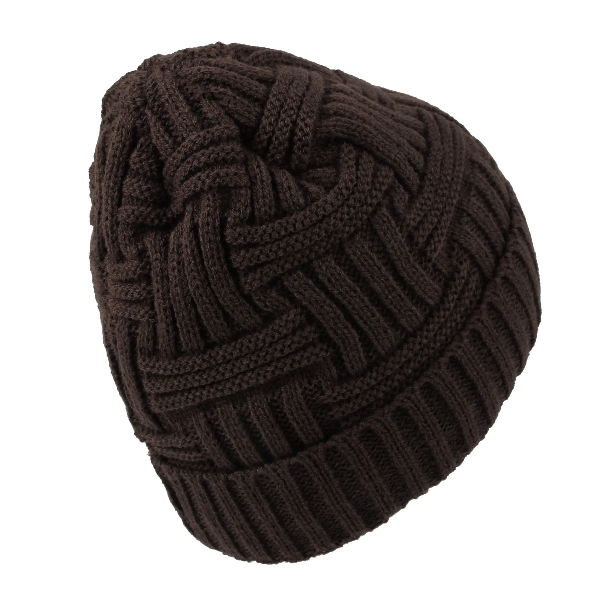 Fleece Lined Knit Beanie Winter Hat Slouchy Watch Cap HZ50031