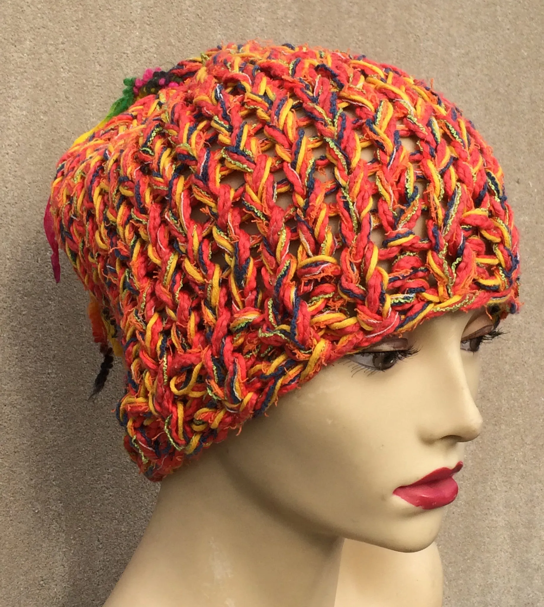 Funky Orange Tweed Tassel Hat