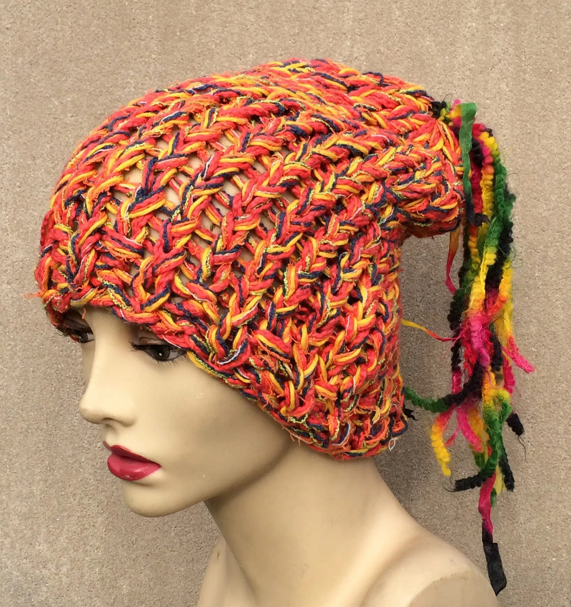 Funky Orange Tweed Tassel Hat