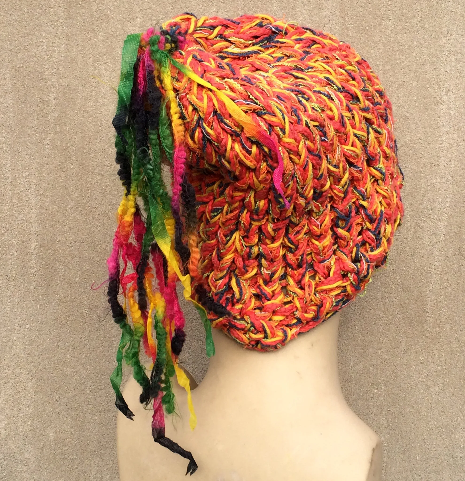 Funky Orange Tweed Tassel Hat