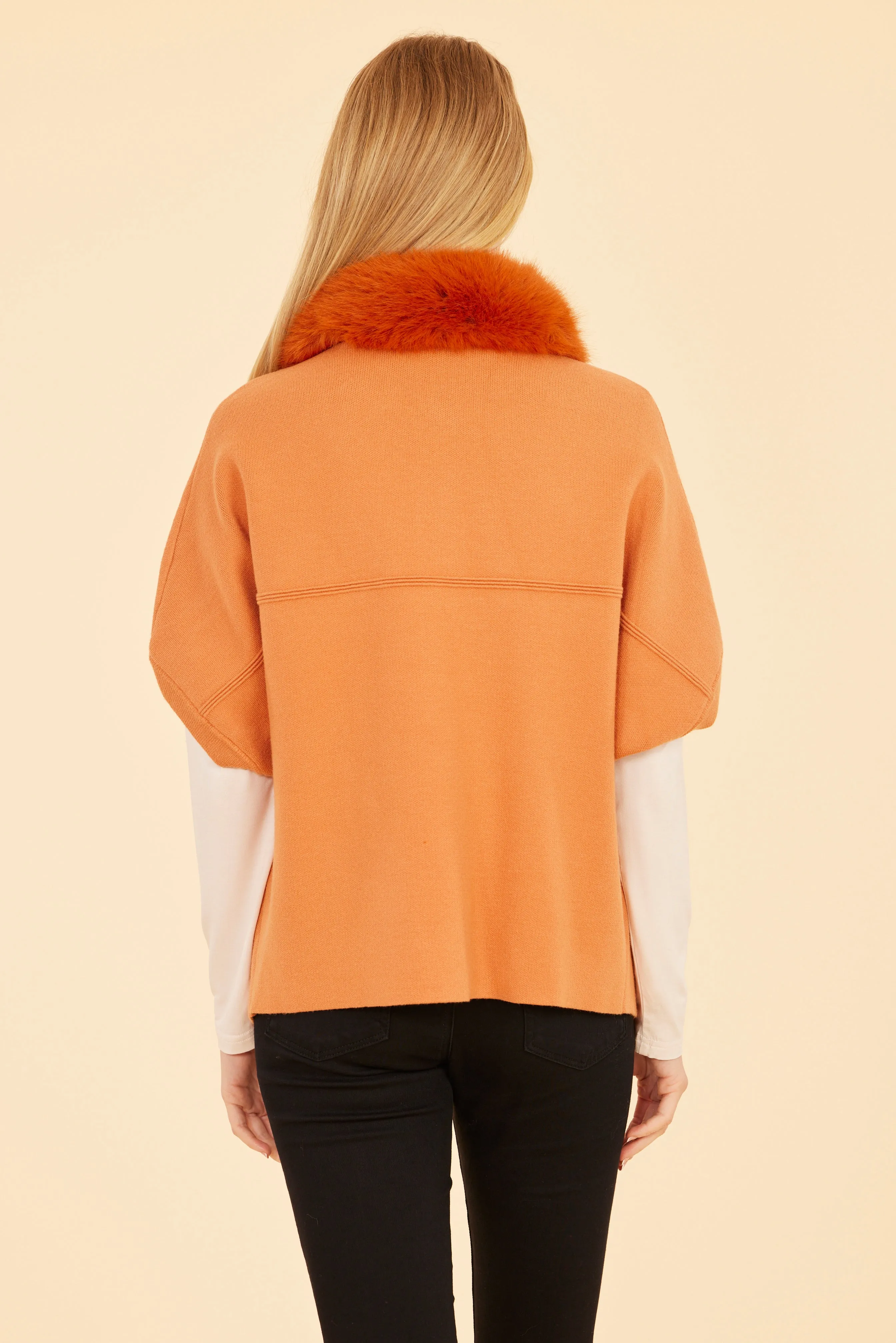 FW'24 Faux Fur Collar Short Sleeved Cardigan