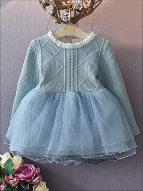 Girls Cable Knit Sweater Tutu Dress