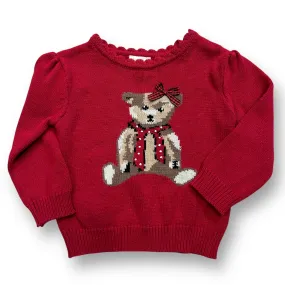 Girls Children's Place Size 2T Red Teddy Bear Sweater with 3D Bow