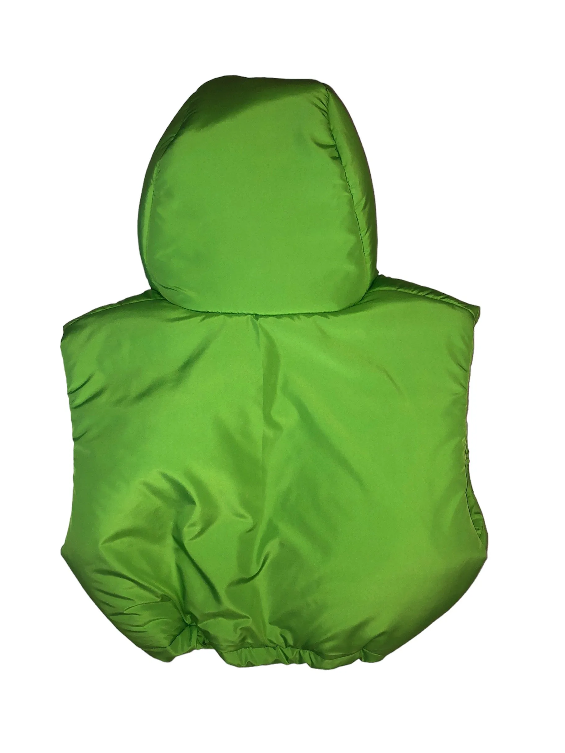 Green Puffy Hooded Vest