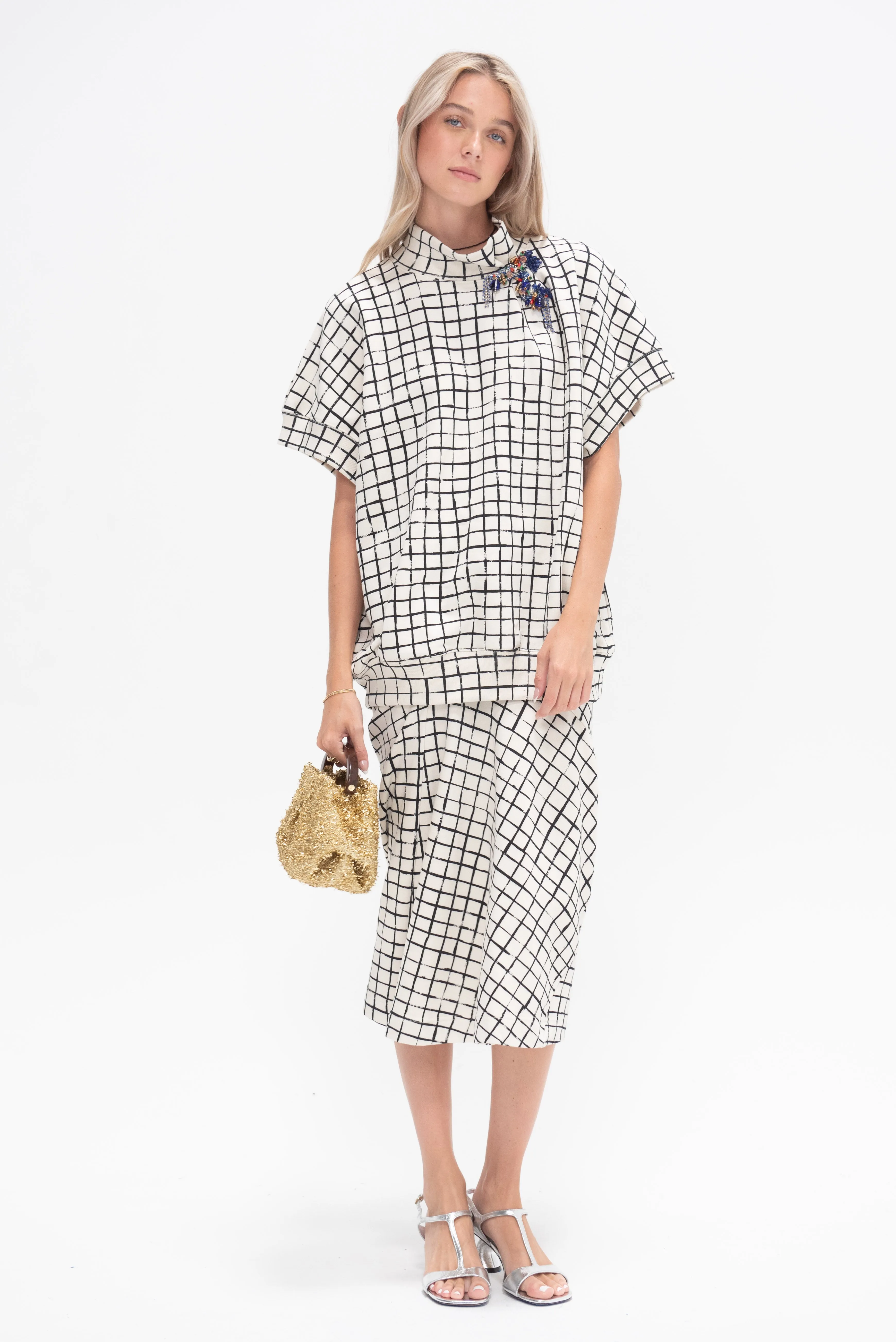 Grid Skirt, Ecru