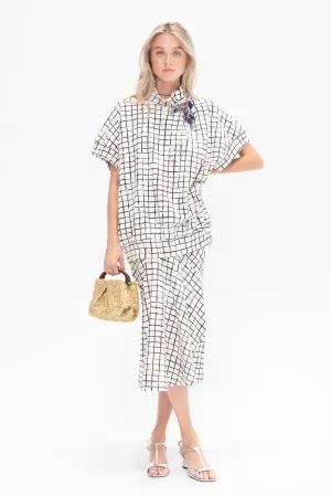 Grid Skirt, Ecru