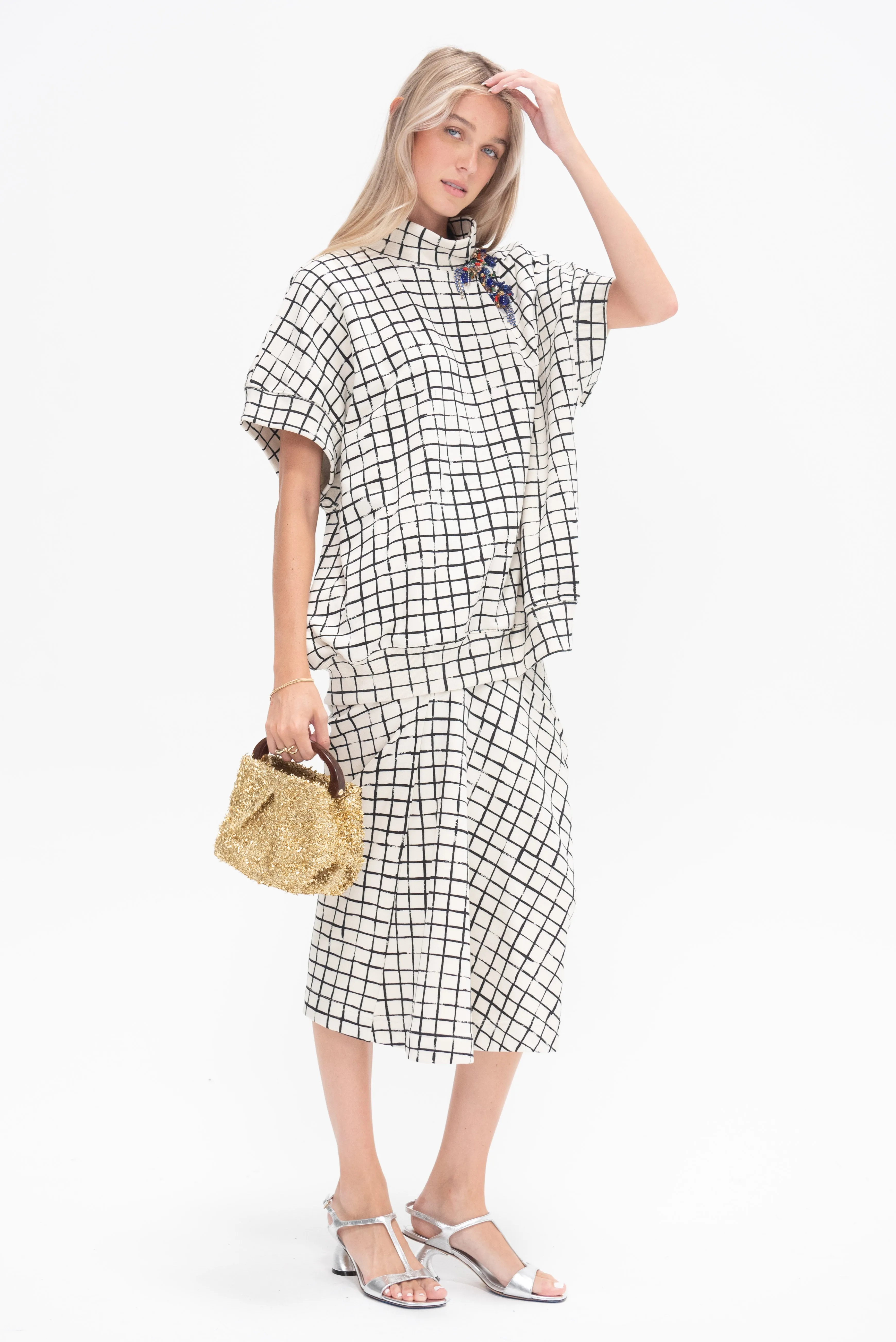 Grid Skirt, Ecru