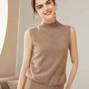 Half Turtleneck Sleeveless Knitted Bottoming Sweater  Cashmere Tops