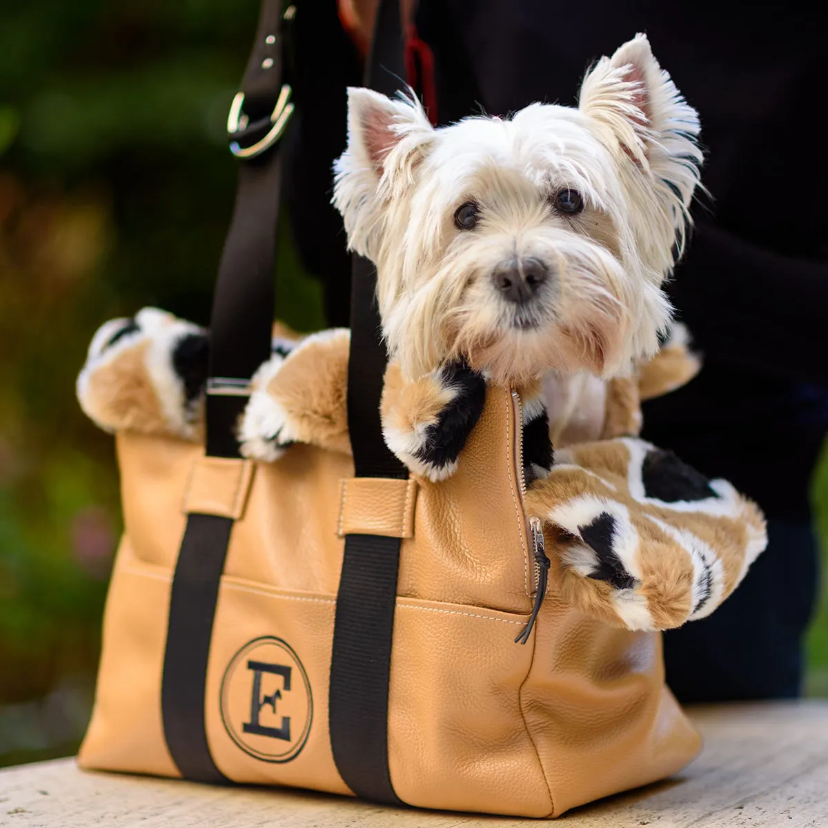 Hammered Leather And Fur Dog Carrier