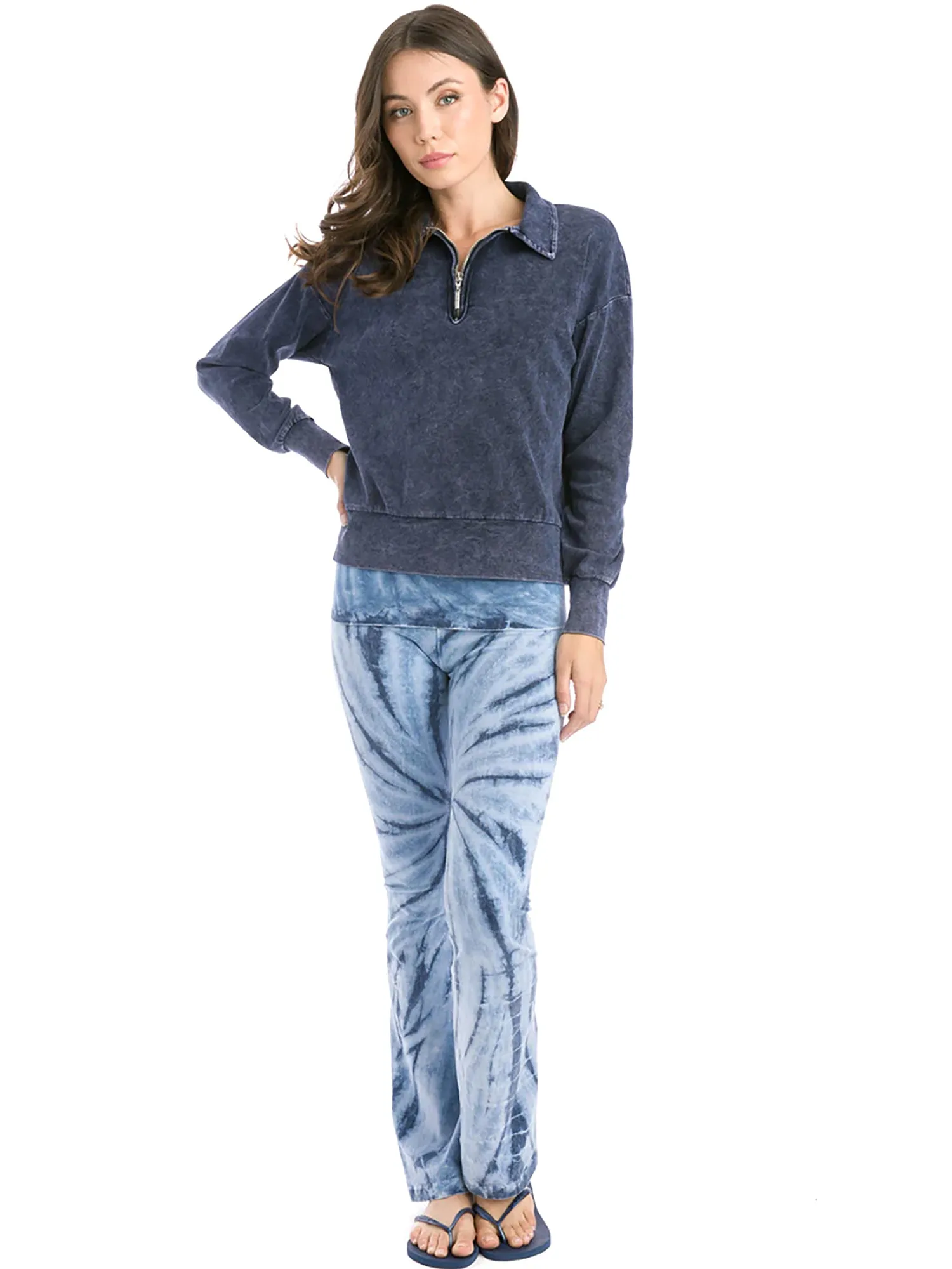 Hard Tail Preppy Half-Zip Pullover Top (Style B-173)