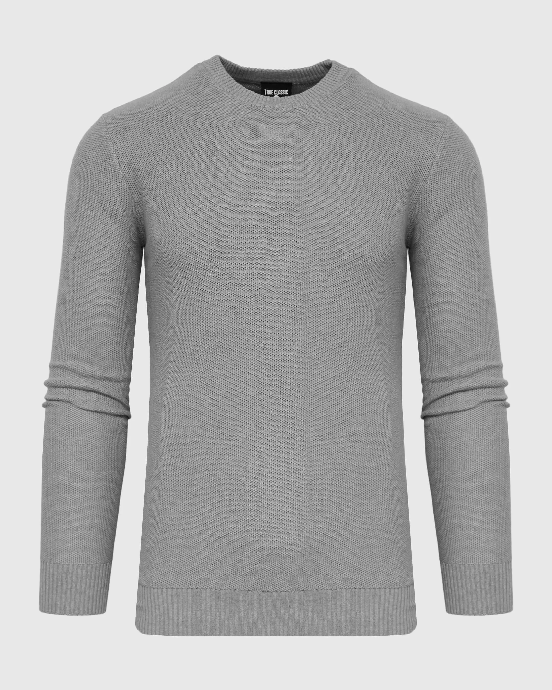 Heather Gray Pique Crew Sweater