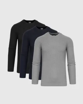 Heather Pique Crew Sweater 3-Pack