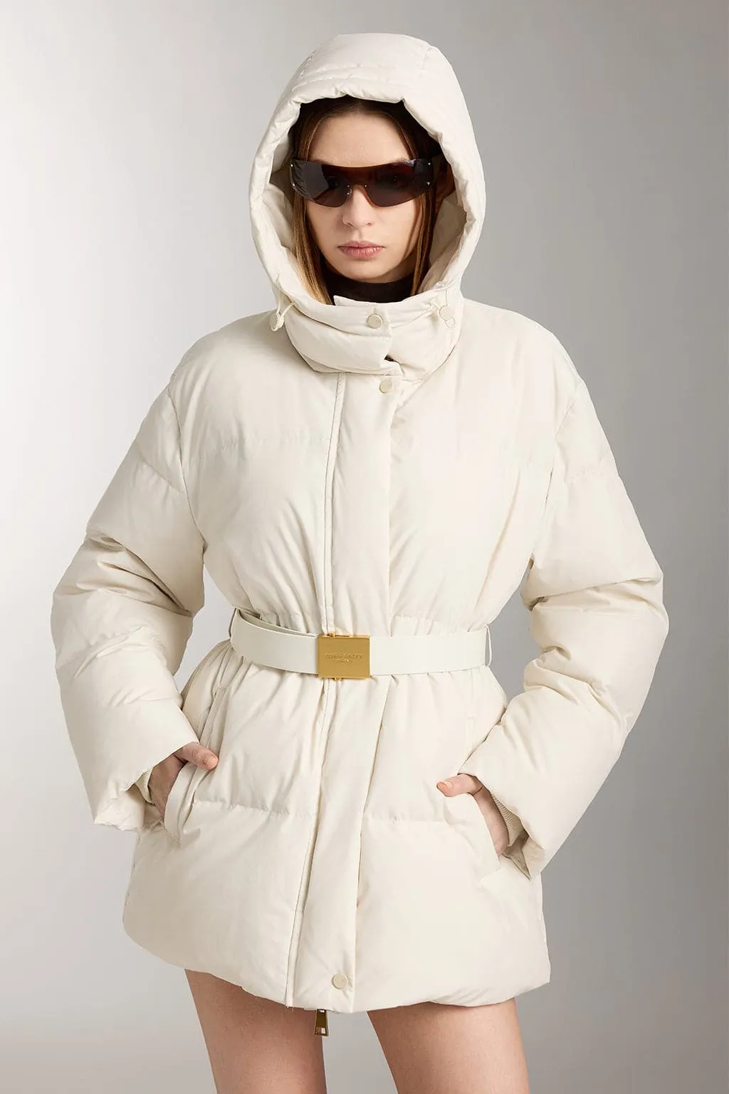 Hooded Double Zipper Down Jacket