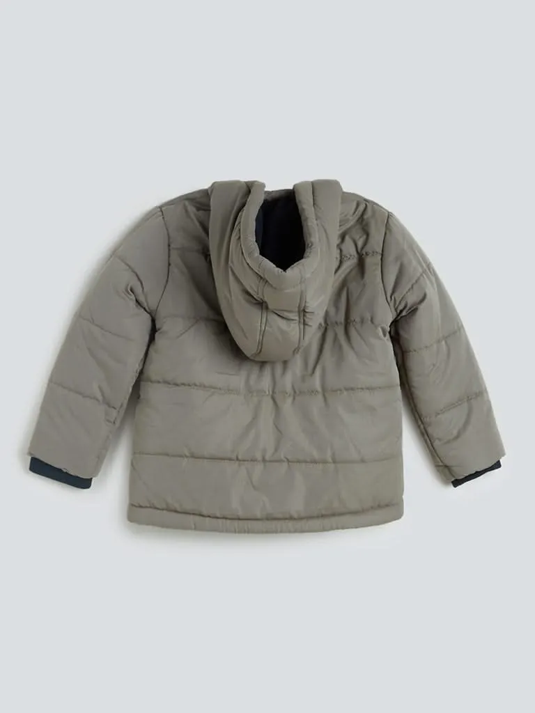 HOP Kids Beige Hooded Puffer Jacket