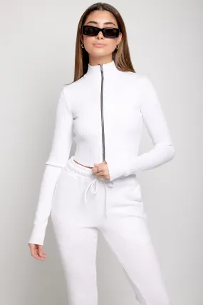 Ibiza Front Zip Turtleneck in White